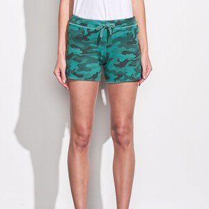 Sundry Fleece Trim Rainbow Stripe Band  Camo Shorts